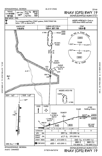 Donalsonville Muni Donalsonville, GA (17J): RNAV (GPS) RWY 19 (IAP)