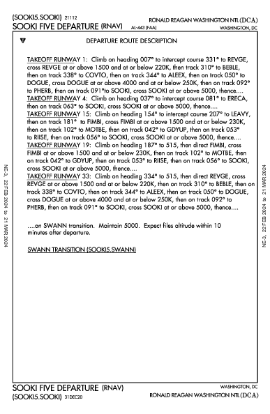 Reagan National Washington, DC (KDCA): SOOKI FIVE (RNAV) (DP)